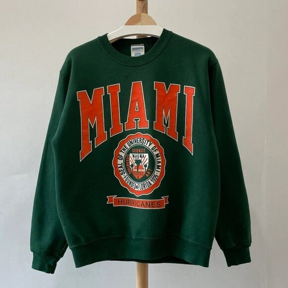 Vintage 90s Miami Hurricanes Sweatshirt, University of Miami Hurricanes Shirt - Picture 1 of 2